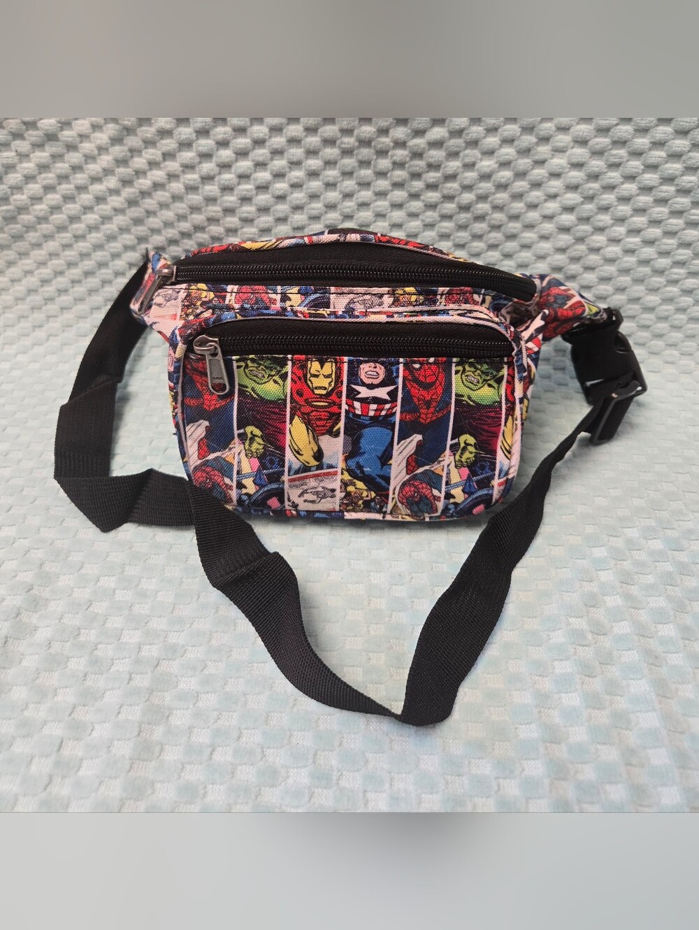 Marvel Comic Print Black Multi Waist Bag